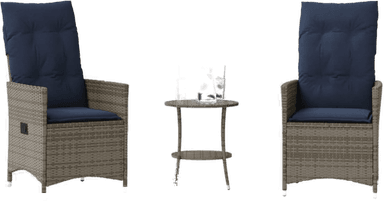 Vidaxl bistrosett 3-delt grå polyrotting