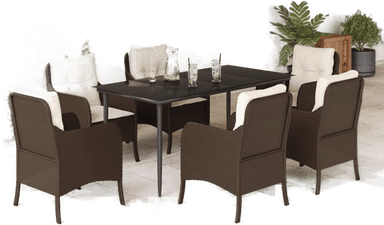 Vidaxl Hagespisegruppe 7 deler brun