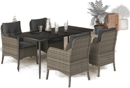 Vidaxl Hagespisegruppe 5 deler grå