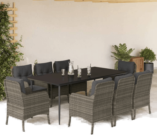 Vidaxl Hagespisegruppe 9 deler grå