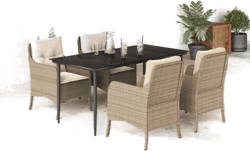 Vidaxl Hagespisegruppe 5 deler beige