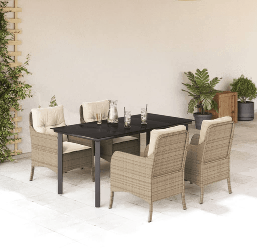 Vidaxl Hagespisegruppe 5 deler beige