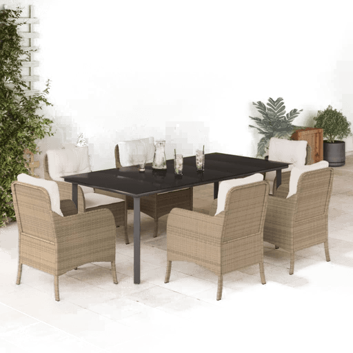 Vidaxl Hagespisegruppe 7 deler beige