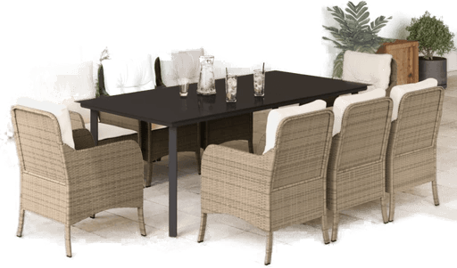 Vidaxl Hagespisegruppe 9 deler beige