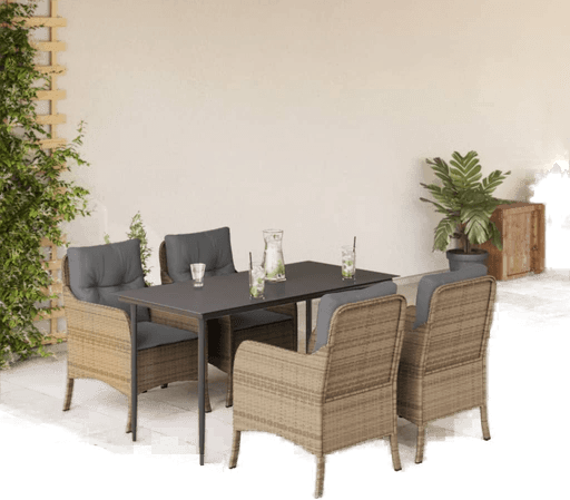 Vidaxl Hagespisegruppe 5 deler beige