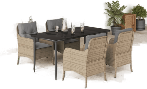 Vidaxl Hagespisegruppe 5 deler beige