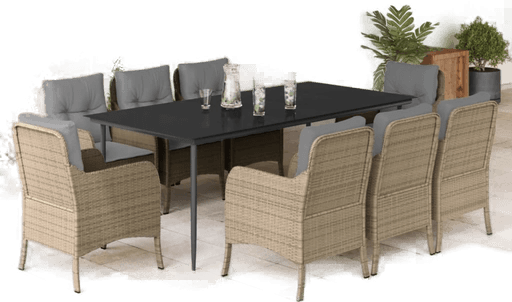 Vidaxl Hagespisegruppe 9 deler beige