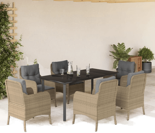 Vidaxl Hagespisegruppe 7 deler beige