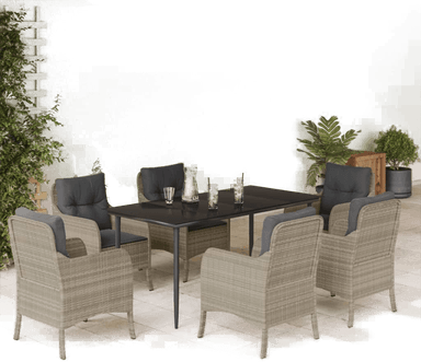 Vidaxl Hagespisegruppe 7 deler lysegrå