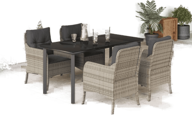 Vidaxl Hagespisegruppe 5 deler lysegrå