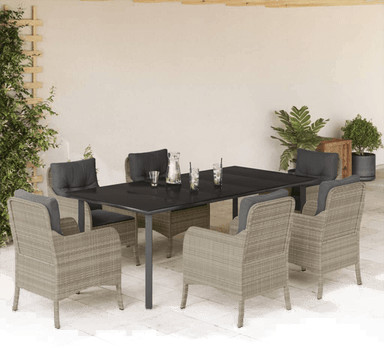 Vidaxl Hagespisegruppe 7 deler lysegrå