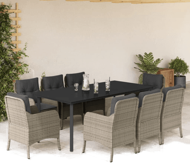 Vidaxl Hagespisegruppe 9 deler lysegrå