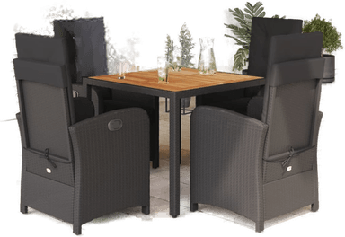 Vidaxl Hagespisegruppe 5 deler svart