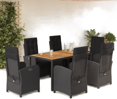 Vidaxl Hagespisegruppe 7 deler svart