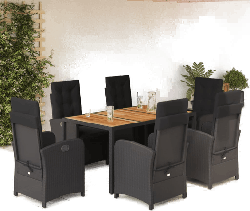 Vidaxl Hagespisegruppe 7 deler svart