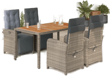 Vidaxl Hagespisegruppe 5 deler grå