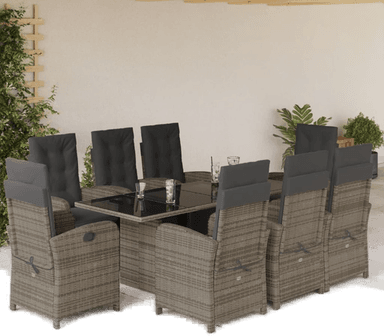 Vidaxl Hagespisegruppe 9 deler grå