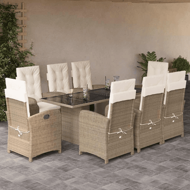 Vidaxl Hagespisegruppe 9 deler beige