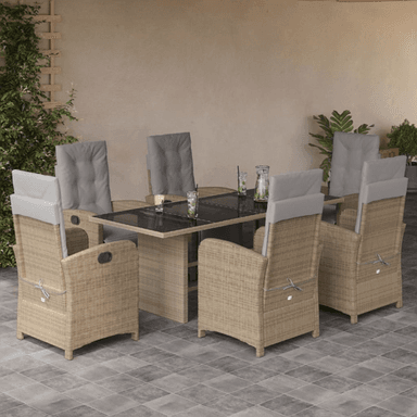Vidaxl Hagespisegruppe 7 deler beige
