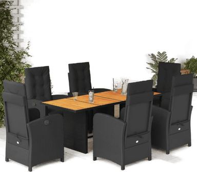 Vidaxl Hagespisegruppe 7 deler svart