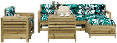 Vidaxl Hagesofasett 7 deler