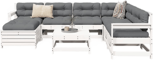 Vidaxl Hagesofasett 8 deler hvit