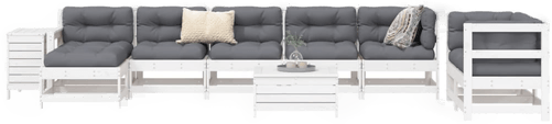 Vidaxl Hagesofasett 10 deler hvit