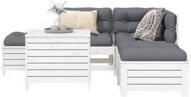 Vidaxl Hagesofasett 6 deler hvit