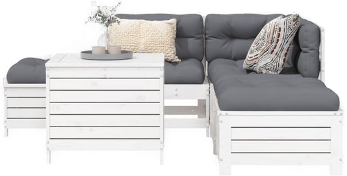 Vidaxl Hagesofasett 6 deler hvit