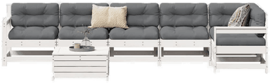 Vidaxl Hagesofasett 7 deler hvit