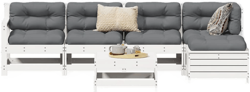 Vidaxl Hagesofasett 6 deler hvit