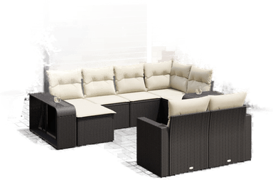 Vidaxl Hagesofasett 10 deler svart