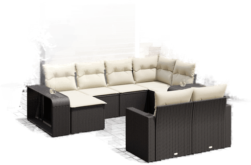 Vidaxl Hagesofasett 10 deler svart