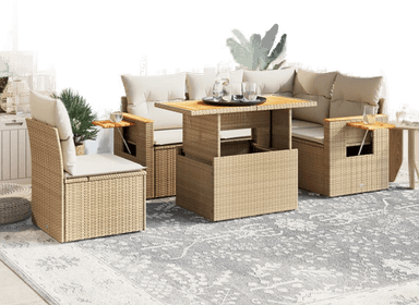 Vidaxl Hagesofagruppe 6 deler beige