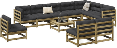 Vidaxl Hagesofasett 11 deler