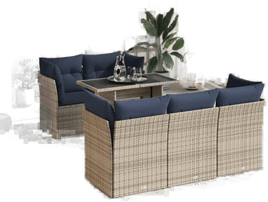 Vidaxl Hagesofa 6 deler grå polyrotting