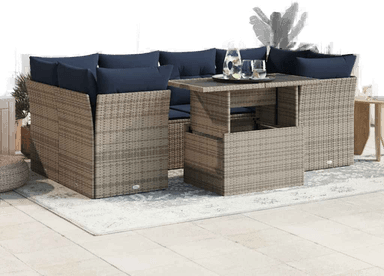 Vidaxl Hagesofa 7 deler grå polyrotting