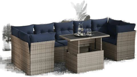 Vidaxl Hagesofa 8 deler grå polyrotting