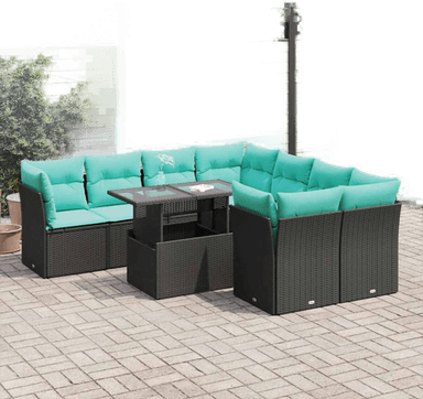 Vidaxl Hagesofa 9 deler svart