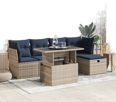 Vidaxl Hagesofa 6 deler grå