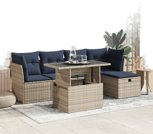 Vidaxl Hagesofa 6 deler grå