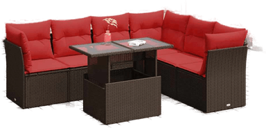 Vidaxl Hagesofa 7 deler brun