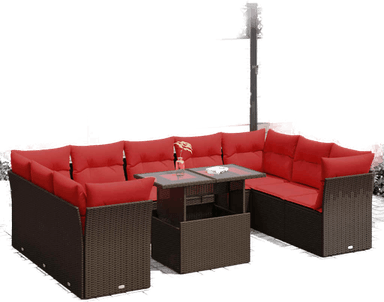 Vidaxl Hagesofa 10 deler brun