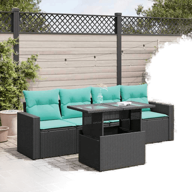 Vidaxl Hagesofa 5 deler svart