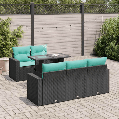 Vidaxl Hagesofa 6 deler svart