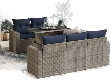 Vidaxl Hagesofa 6 deler grå