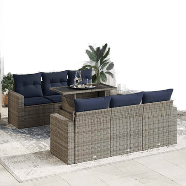 Vidaxl Hagesofa 7 deler grå polyrotting