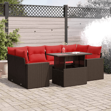 Vidaxl Hagesofa 7 deler brun