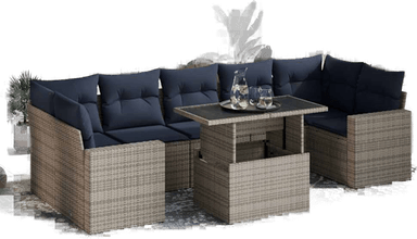 Vidaxl Hagesofa 8 deler grå