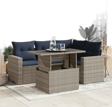 Vidaxl Hagesofa 5 deler grå polyrotting